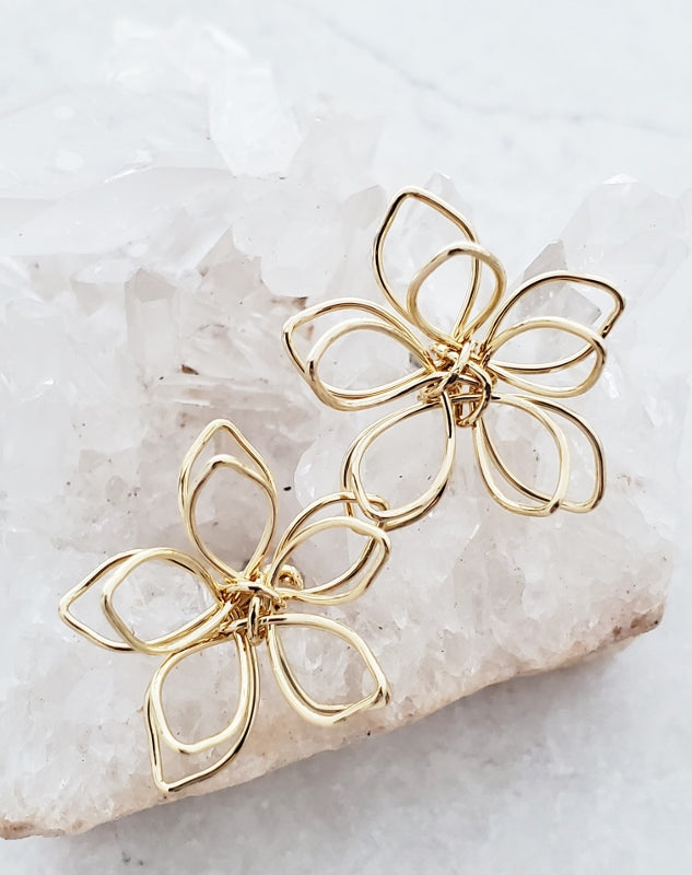 Lotus Stud Earrings- 16KT Gold Dipped/Stainless Post